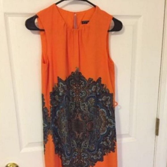 Zara Orange paisley print cashmere shift dress - Picture 2 of 3